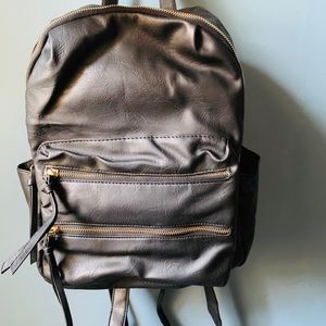 black leather book bag